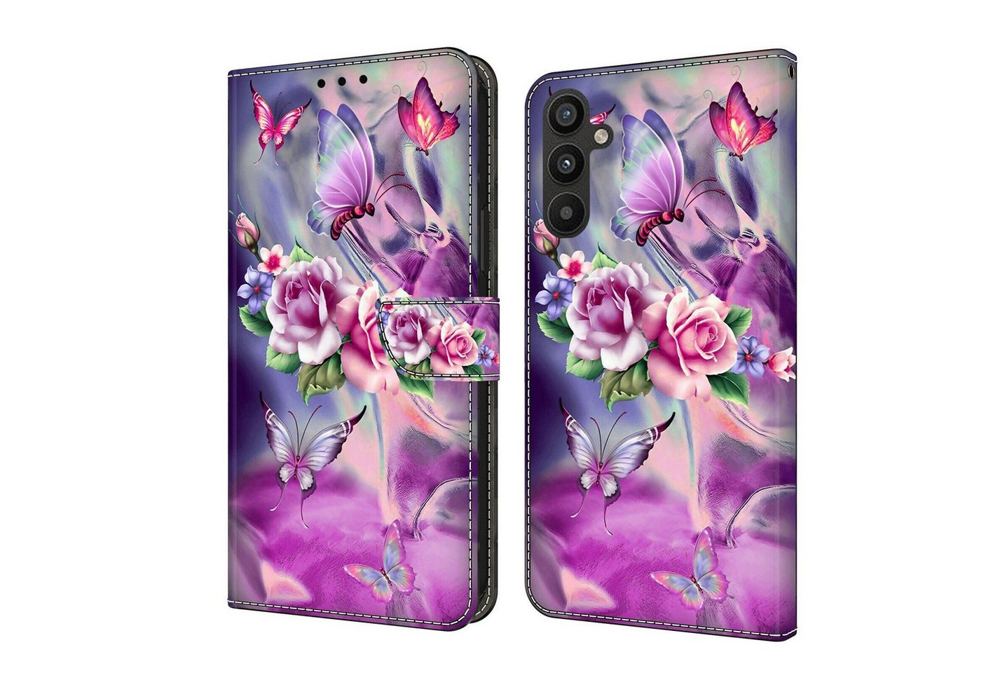 CLM-Tech Handytasche Hülle für Samsung Galaxy A34 5G Tasche aus Kunstleder Klapphülle Etui (1x Samsung Galaxy A34 5G Wallet Case Cover Handyhülle), Standfunktion, Kartenfächer, Magnetverschluss von CLM-Tech