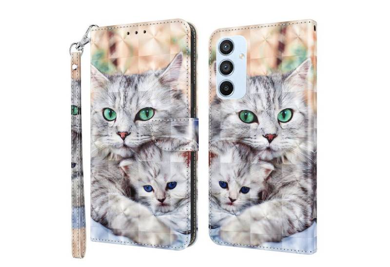 CLM-Tech Handytasche Hülle für Samsung Galaxy A54 5G Tasche aus Kunstleder Klapphülle (Katze und Kätzchen, Handyhülle Wallet Flip Case Cover Etui), Standfunktion, Kartenfächer, Magnetverschluss von CLM-Tech