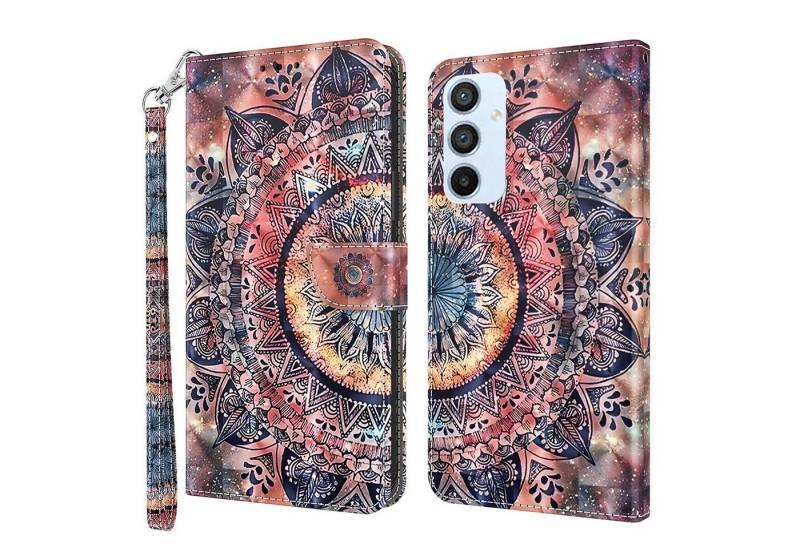 CLM-Tech Handytasche Hülle für Samsung Galaxy A54 5G Tasche aus Kunstleder Klapphülle (Malerei Blume bunt, Samsung Galaxy A54 5G Handyhülle Wallet Flip Case Cover Etui), Standfunktion, Kartenfächer, Magnetverschluss von CLM-Tech