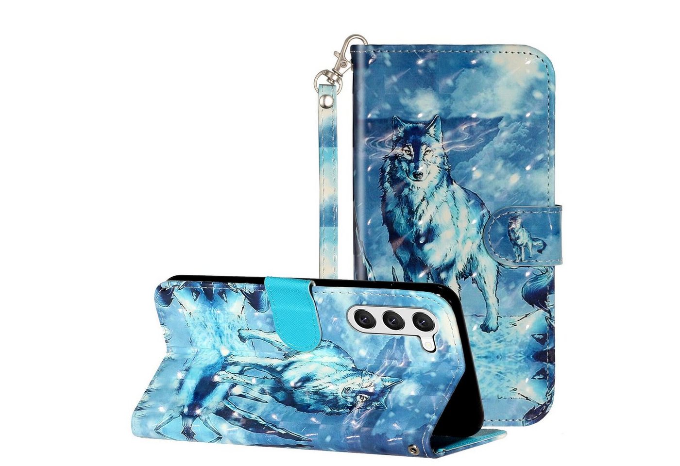 CLM-Tech Handytasche Hülle für Samsung Galaxy S23 Plus Tasche aus Kunstleder Klapphülle (1x Samsung Galaxy S23 + Wallet Case Etui Handyhülle Cover), Standfunktion, Kartenfächer, Magnetverschluss von CLM-Tech