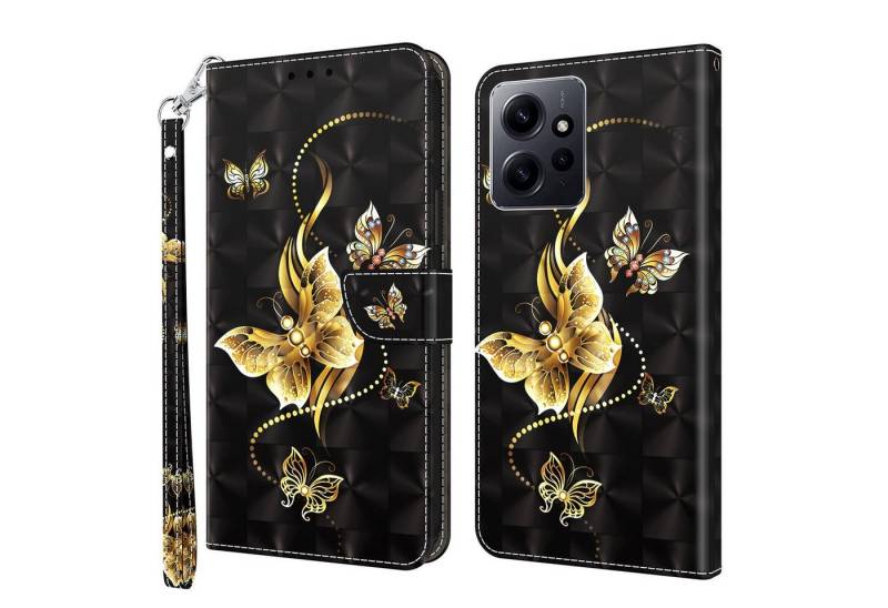 CLM-Tech Handytasche Hülle für Xiaomi Redmi Note 12 5G Tasche aus Kunstleder Klapphülle (1x Xiaomi Redmi Note 12 5G Handyhülle Wallet Case Cover Etui), Standfunktion, Kartenfächer, Magnetverschluss von CLM-Tech