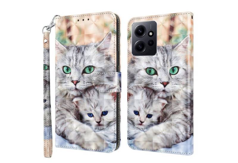 CLM-Tech Handytasche Hülle für Xiaomi Redmi Note 12 5G Tasche aus Kunstleder Klapphülle (1x Xiaomi Redmi Note 12 5G Handyhülle Wallet Case Cover Etui), Standfunktion, Kartenfächer, Magnetverschluss von CLM-Tech