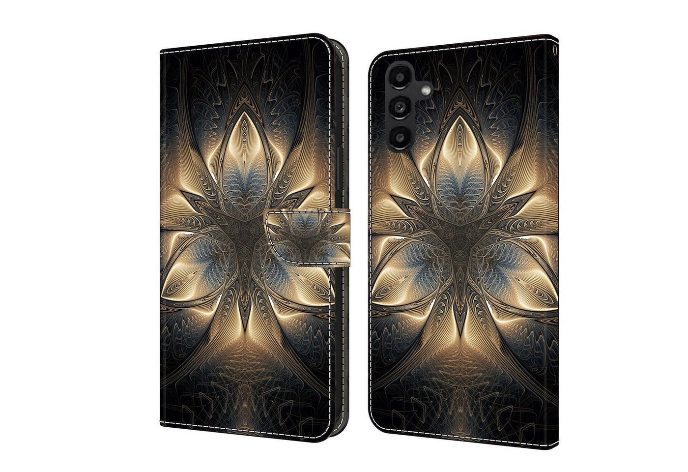 CLM-Tech Handytasche für Samsung Galaxy A16 / A17 5G Hülle aus Kunstleder Klapphülle (goldener Ruhm, Handyhülle mit Standfunktion - Wallet Flip Case inklusive Kartenfächer), Cover mit Magnetverschluss von CLM-Tech