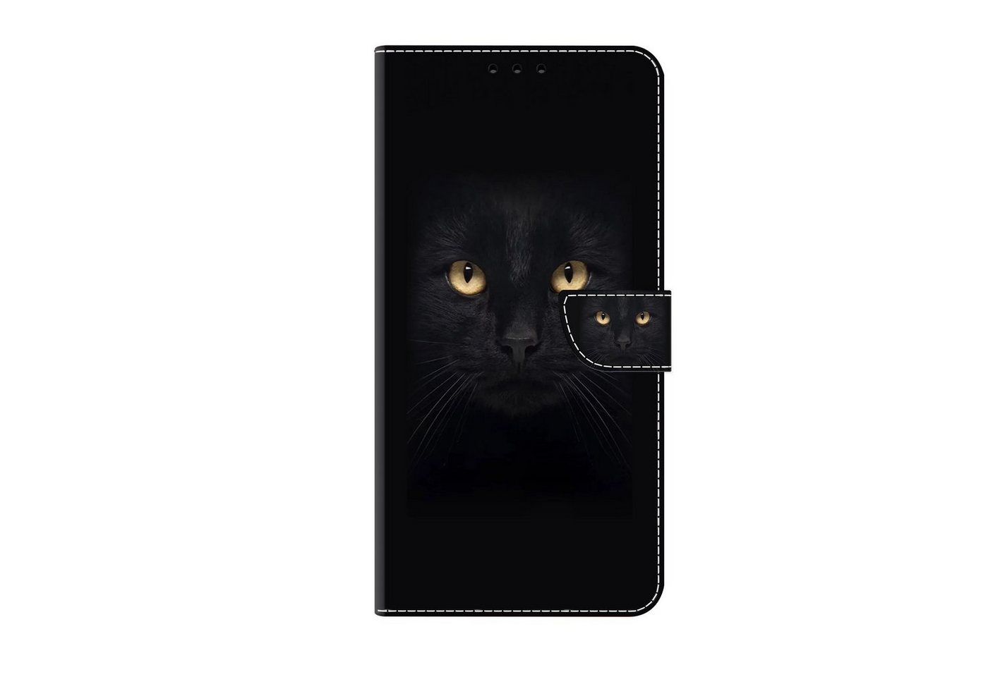 CLM-Tech Handytasche für Samsung Galaxy A16 / A17 5G Hülle aus PU-Leder Klapphülle (schwarzer Panther Augen, Handyhülle mit Standfunktion - Wallet Flip Case inklusive Kartenfächer), Cover mit Magnetverschluss von CLM-Tech