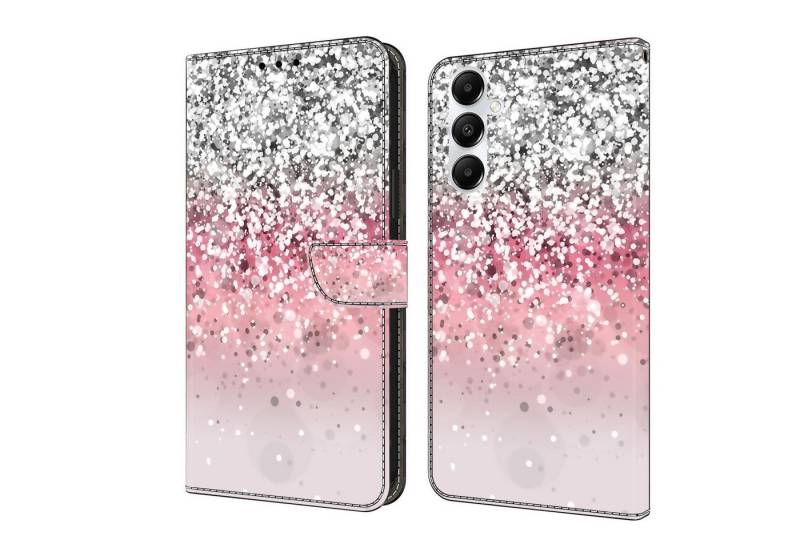 CLM-Tech Handytasche für Samsung Galaxy A16 / A17 5G Hülle aus PU-Leder Klapphülle (silber und rosa, Handyhülle mit Standfunktion - Wallet Flip Case inklusive Kartenfächer), Cover mit Magnetverschluss von CLM-Tech