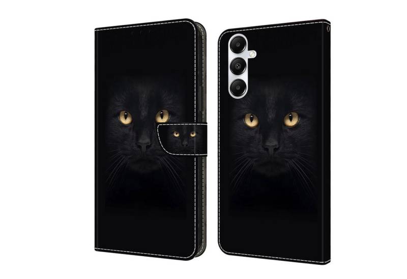CLM-Tech Handytasche für Samsung Galaxy A16 5G Hülle aus PU-Leder Klapphülle (schwarzer Panther Augen, Handyhülle mit Standfunktion - Wallet Flip Case inklusive Kartenfächer), Cover mit Magnetverschluss - Samsung Galaxy A16 5G Schutzhülle von CLM-Tech