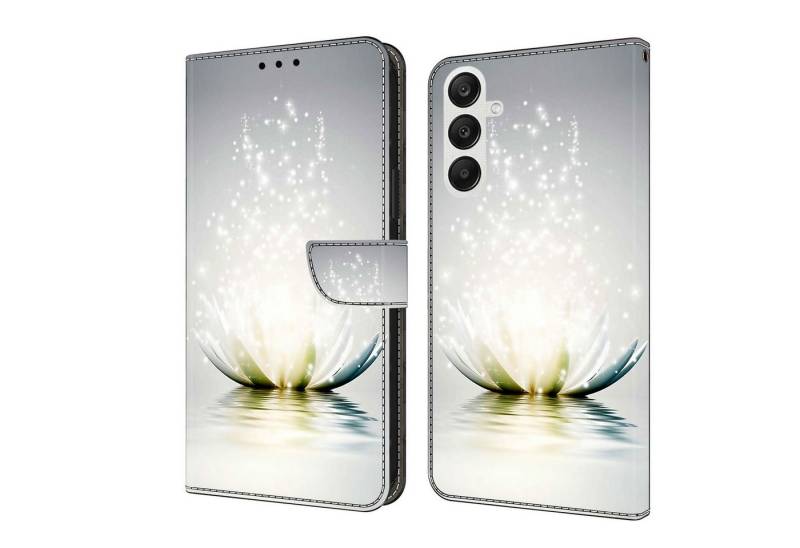 CLM-Tech Handytasche für Samsung Galaxy A36 5G Hülle aus PU-Leder Klapphülle (Lotus Lampe, Handyhülle mit Standfunktion - Wallet Flip Case inklusive Kartenfächer), Cover mit Magnetverschluss Samsung Galaxy A36 5G Schutzhülle von CLM-Tech