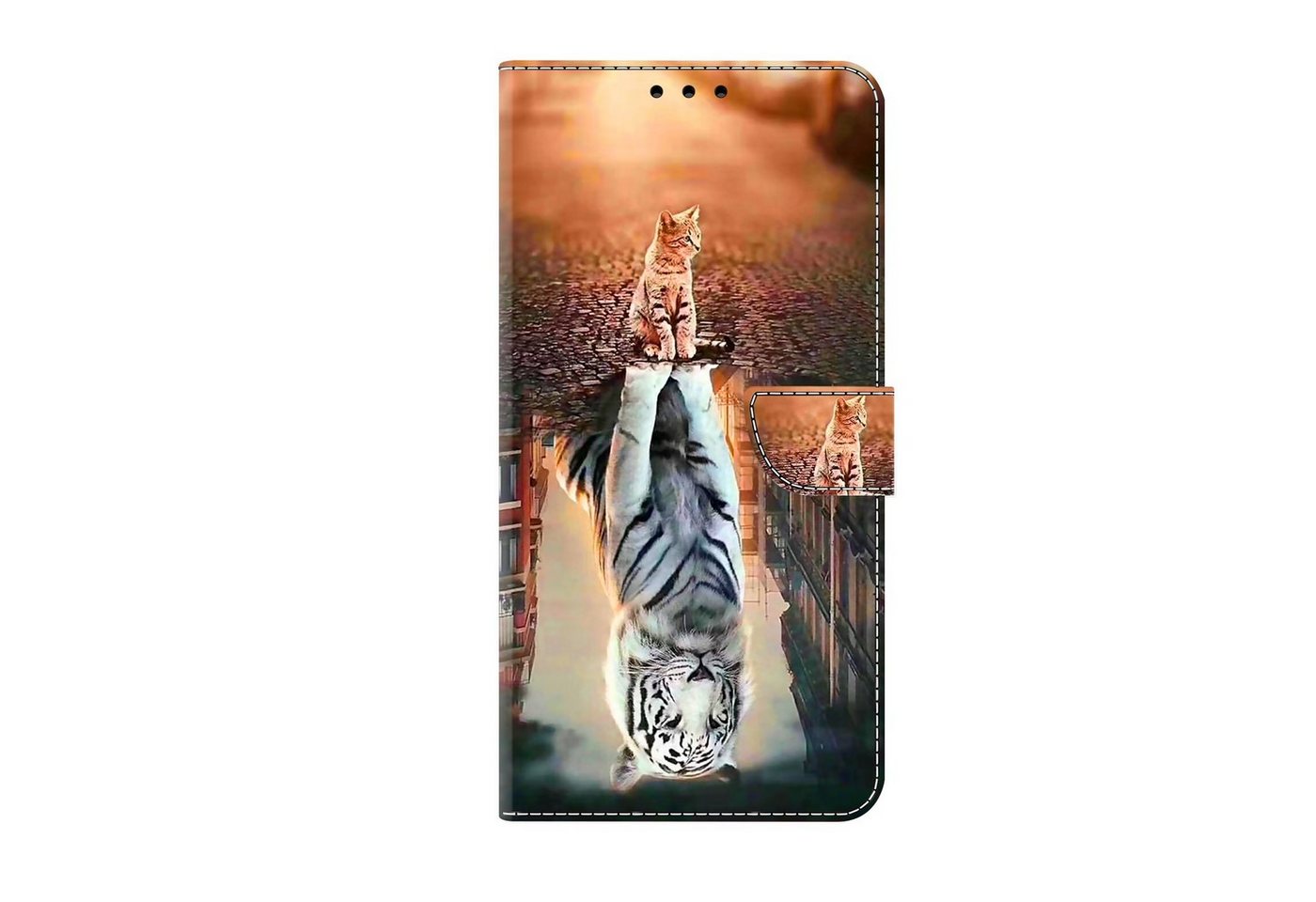 CLM-Tech Handytasche für Samsung Galaxy A55 5G Hülle - Tasche aus Kunstleder Klapphülle (Katze weißer Tiger, Handyhülle mit Standfunktion - Wallet Flip Case inklusive Kartenfächer), - Cover Etui mit Magnetverschluss - Galaxy A55 5G Schutzhülle von CLM-Tech