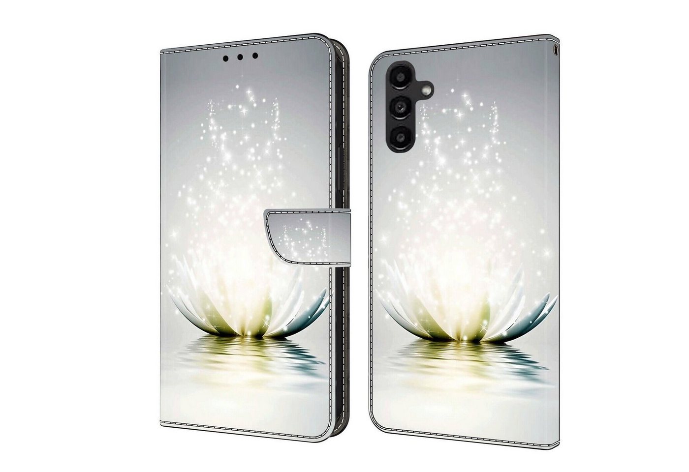 CLM-Tech Handytasche für Samsung Galaxy A55 5G Hülle - Tasche aus Kunstleder Klapphülle (Lotus Lampe, Handyhülle mit Standfunktion - Wallet Flip Case inklusive Kartenfächer), - Cover Etui mit Magnetverschluss - Galaxy A55 5G Schutzhülle von CLM-Tech