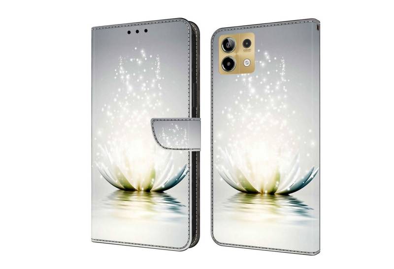 CLM-Tech Handytasche für Xiaomi Redmi Note 13 5G Hülle - Tasche aus Kunstleder Klapphülle (Lotus Lampe, Handyhülle mit Standfunktion - Wallet Flip Case inklusive Kartenfächer), - Cover Etui mit Magnetverschluss - Redmi Note 13 5G Schutzhülle von CLM-Tech