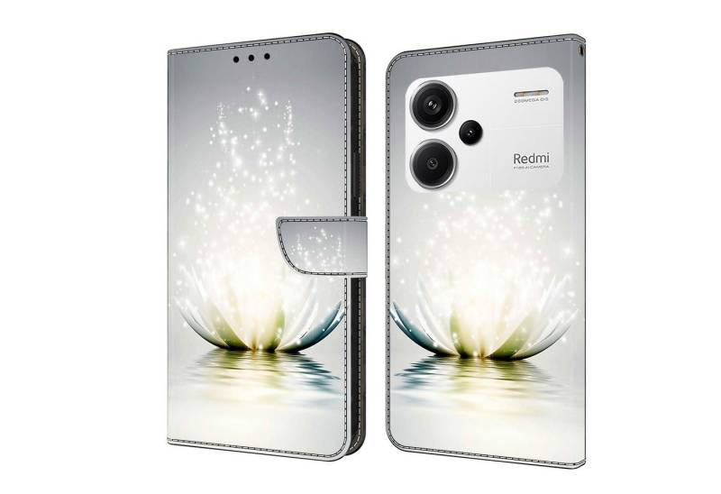 CLM-Tech Handytasche für Xiaomi Redmi Note 13 Pro Plus 5G Hülle aus Kunstleder Klapphülle (Lotus Lampe, Handyhülle mit Standfunktion - Wallet Flip Case inklusive Kartenfächer), - Cover mit Magnetverschluss - Redmi Note 13 Pro+ 5G Schutzhülle von CLM-Tech