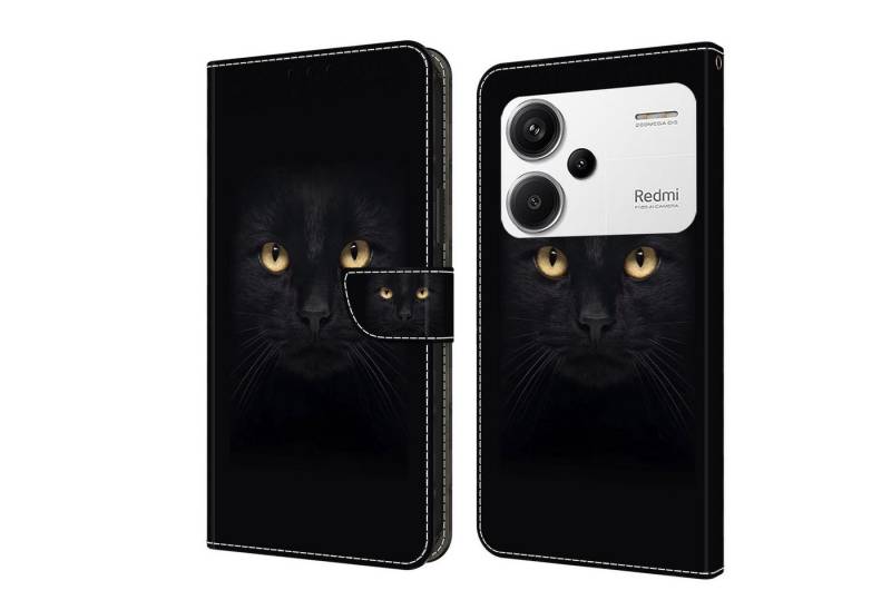 CLM-Tech Handytasche für Xiaomi Redmi Note 13 Pro Plus 5G Hülle aus Kunstleder Klapphülle (schwarzer Panther Augen, Handyhülle mit Standfunktion - Wallet Flip Case inklusive Kartenfächer), - Cover mit Magnetverschluss - Redmi Note 13 Pro+ 5G Schutzhülle von CLM-Tech