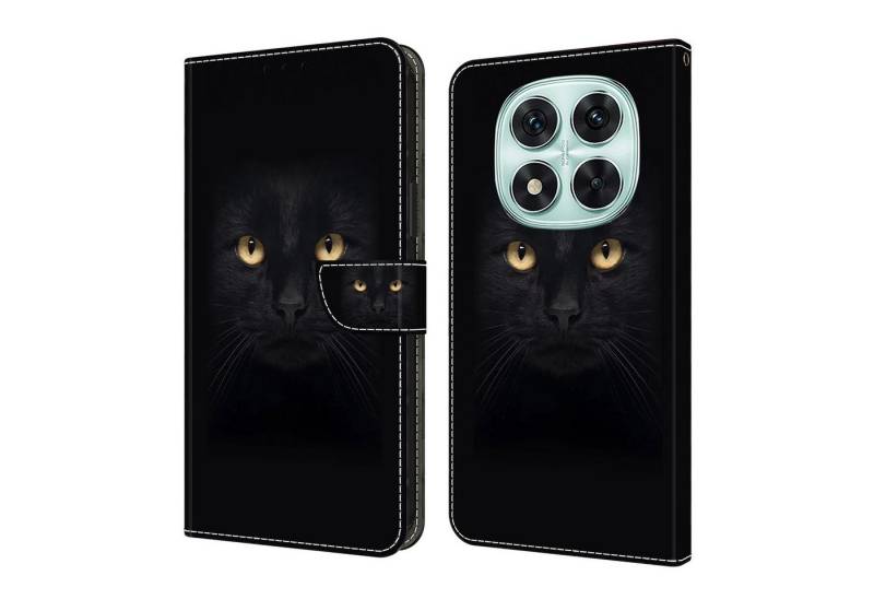 CLM-Tech Handytasche für Xiaomi Redmi Note 14 PRO 5G Hülle aus PU-Leder Klapphülle (schwarzer Panther Augen, Handyhülle mit Standfunktion - Wallet Flip Case inklusive Kartenfächer), Cover mit Magnetverschluss für Xiaomi Redmi Note 14 Pro 5G / 4G von CLM-Tech