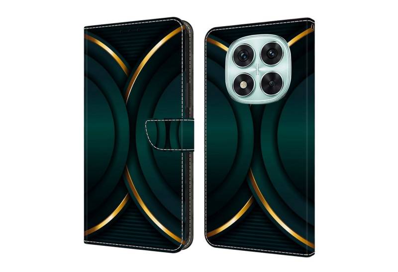 CLM-Tech Handytasche für Xiaomi Redmi Note 14 PRO 5G Hülle aus PU-Leder Klapphülle (goldener Rand Kontur, Handyhülle mit Standfunktion - Wallet Flip Case inklusive Kartenfächer), Cover mit Magnetverschluss für Xiaomi Redmi Note 14 Pro 5G / 4G von CLM-Tech
