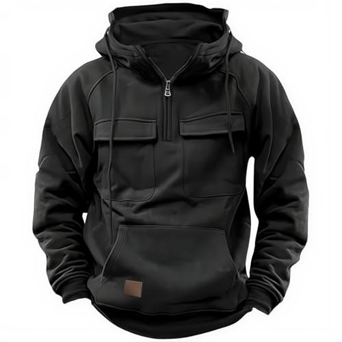 CLOAKA Cargo Pullover Sweatshirt Herren Tactical Hoodie Zipper Hoodie 1/4 Zip Up Hoodies Workout Gym Männer Mode Outdoor Hoodie von CLOAKA