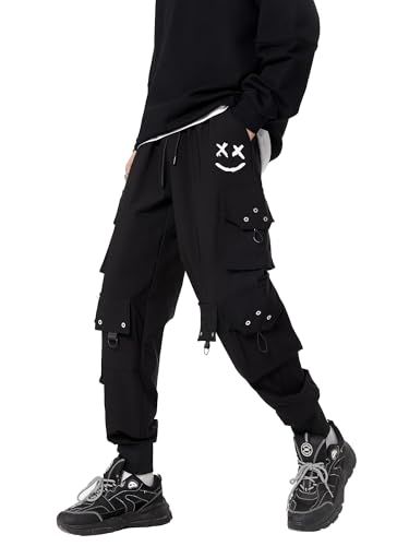 CLOAKA Cargohose Herren Jogginghose Cargo Hosen Baggy Lang Trousers Men Stretch Hose Cargohosen Breite Dehnbare Weite Slim Fit Joggpants schwarz Schwarze S von CLOAKA