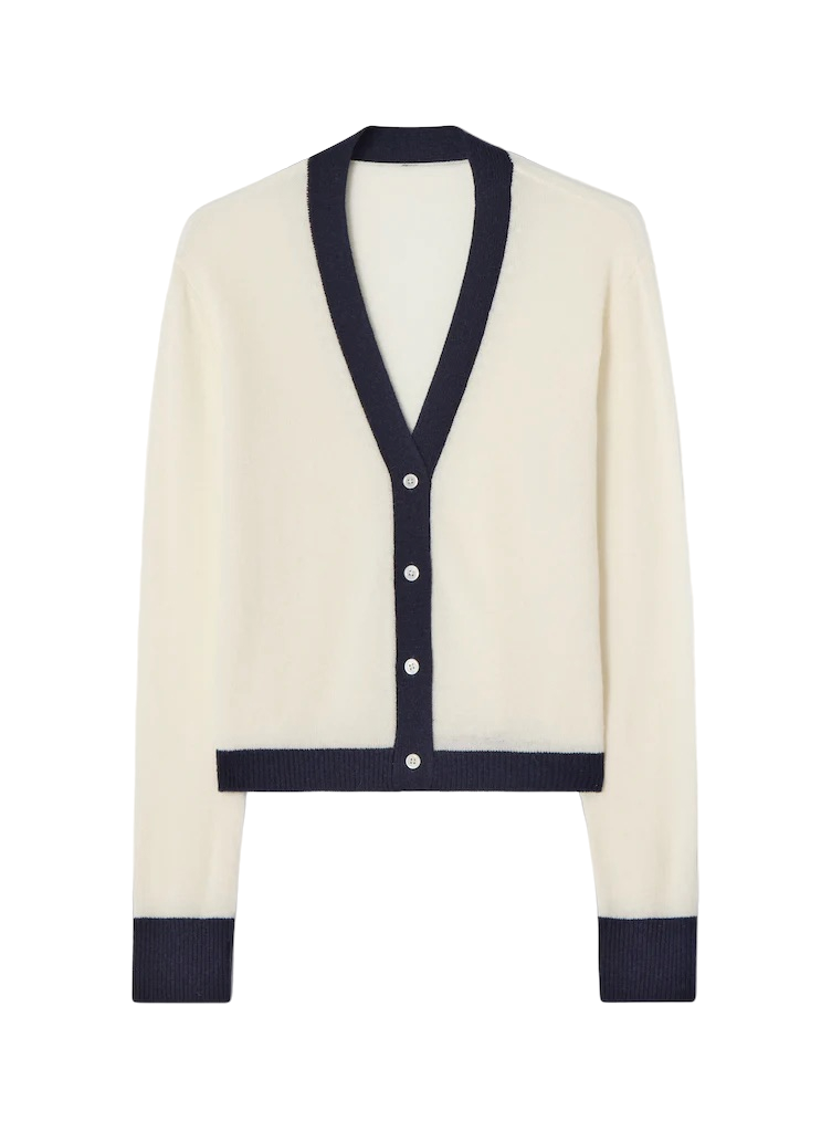 Colourblock Cardigan White & Blue - White - M/L - CLOEYS - Cardigans von CLOEYS