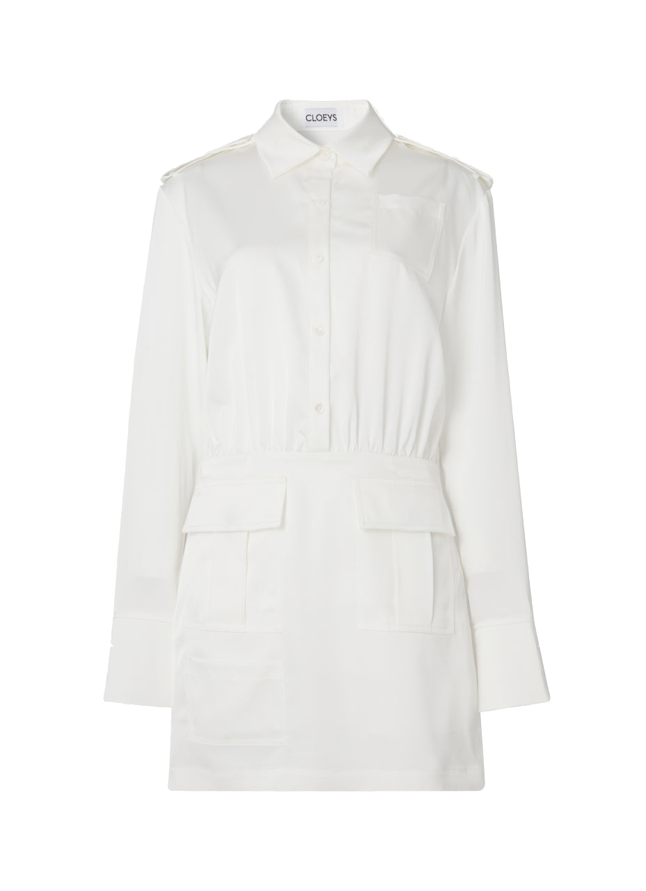 Satin white dress - White - L - CLOEYS - Mini dresses von CLOEYS