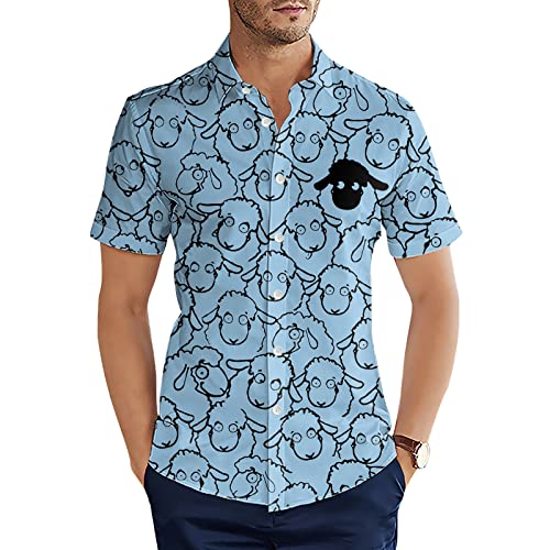 CLOOCL Men's Casual Sheep Pattern Animal Print Short Sleeve Shirt Male Clothes for Summer Beach Vacation von CLOOCL