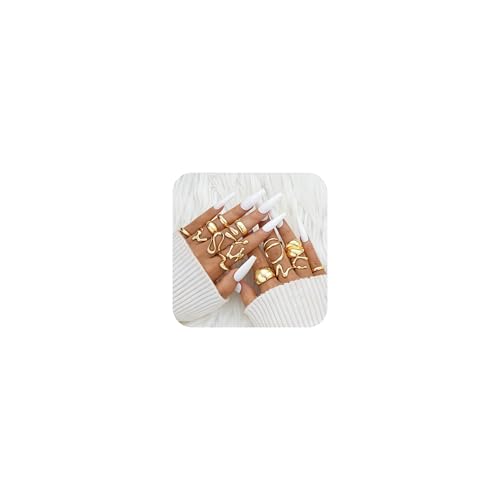 CLOORDE 15-teiliges klobiges Goldring-Set für Damen, trendig, stapelbar, dick, offene Fingerringe, verstellbar, goldfarbene Drehknöchel, Rings, läuft nicht an, Abschlussball, Party, Schmuck, Zubehör CLOORDE 15-teiliges klobiges Goldring-Set für Damen, trendig, stapelbar, dick, offene Fingerringe, verstellbar, goldfarbene Drehknöchel, Rings, läuft nicht an, Abschlussball, Party, Schmuck, Zubehör von CLOORDE