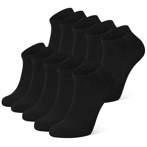CLOSEMATE 10 Paar Baumwoll Knöchelsocken Atmungsaktive Sommer Herbst Fußlinge Damen Herren Sneakersocken Anti-Rutsch Low Cut Ankle Socks Black White 10Schwarz 43-46 L von CLOSEMATE