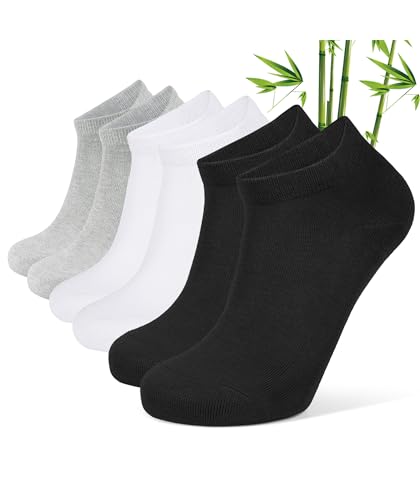 CLOSEMATE 6 Paar Bambus Socken Herren 39-42 43-46 Sneakerscoksen Atmungsaktive Kurzesocken Herrensocken Damensocken 2Schwarz 2Weiß 2Grau L von CLOSEMATE