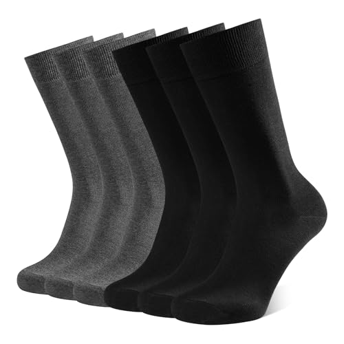 CLOSEMATE 6 Paar Business Socken Herren 39-42 43-46 Anzugsocken Herrensocken Atmungsaktive Baumwolle Herrenstrümpfe Lange Strümpfe Baumwollsocken für Männer 3Schwarz 3Dunkelgrau M von CLOSEMATE