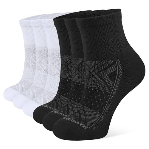CLOSEMATE 6 Paar Sneaker Socken Damen Sportsocken Kurzesocken Baumwolle Gepolsterte Elastische Halbsocken Laufsocken Knöchelsocken Activewear Quarter Sport Socks 35-38 3Schwarz 3Weiß S von CLOSEMATE