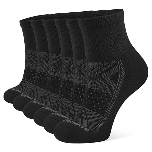CLOSEMATE 6 Paar Sneaker Socken Damen Sportsocken Kurzesocken Baumwolle Gepolsterte Elastische Halbsocken Laufsocken Knöchelsocken Activewear Quarter Sport Socks 35-38 Schwarz S von CLOSEMATE