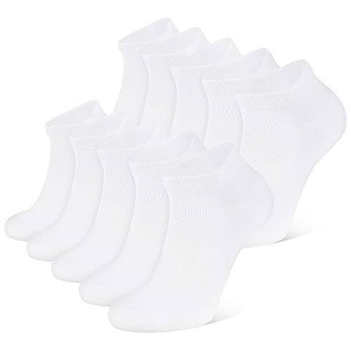 CLOSEMATE 10 Paar Baumwoll Knöchelsocken Atmungsaktive Sommer Herbst Fußlinge Damen Herren Sneakersocken Anti-Rutsch Low Cut Ankle Socks Black White 10Weiße 39-42 M von CLOSEMATE