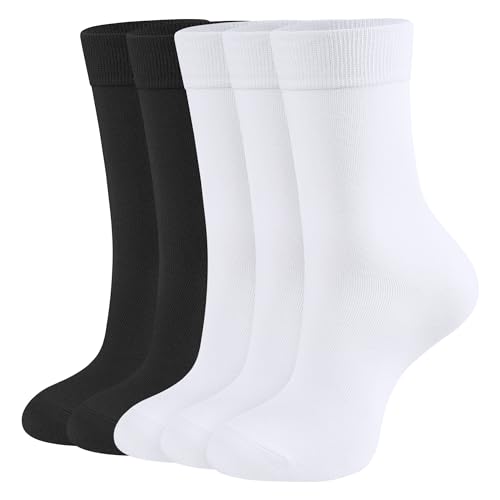 CLOSEMATE Socken Damen Baumwolle Damensocken mit Komfortbund Klassische Socken Baumwollsocken Freizeitsocken 35-38 S 3Weiß+2Schwarz von CLOSEMATE