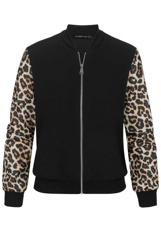 CLOUD 5IVE Bomberjacke CLOUD 5IVE Bomber Jacket 2-Tone Leo Sleeve Print (1-St) von CLOUD 5IVE