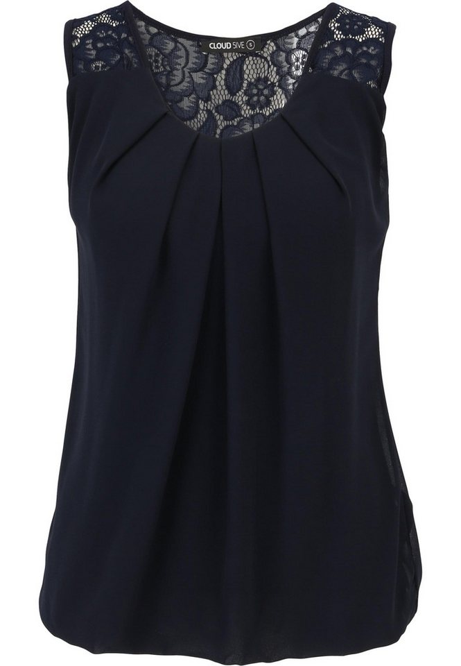 CLOUD 5IVE Klassische Bluse CLOUD 5IVE Cloud5ive Damen Chiffon Top mit Spitzendetails von CLOUD 5IVE