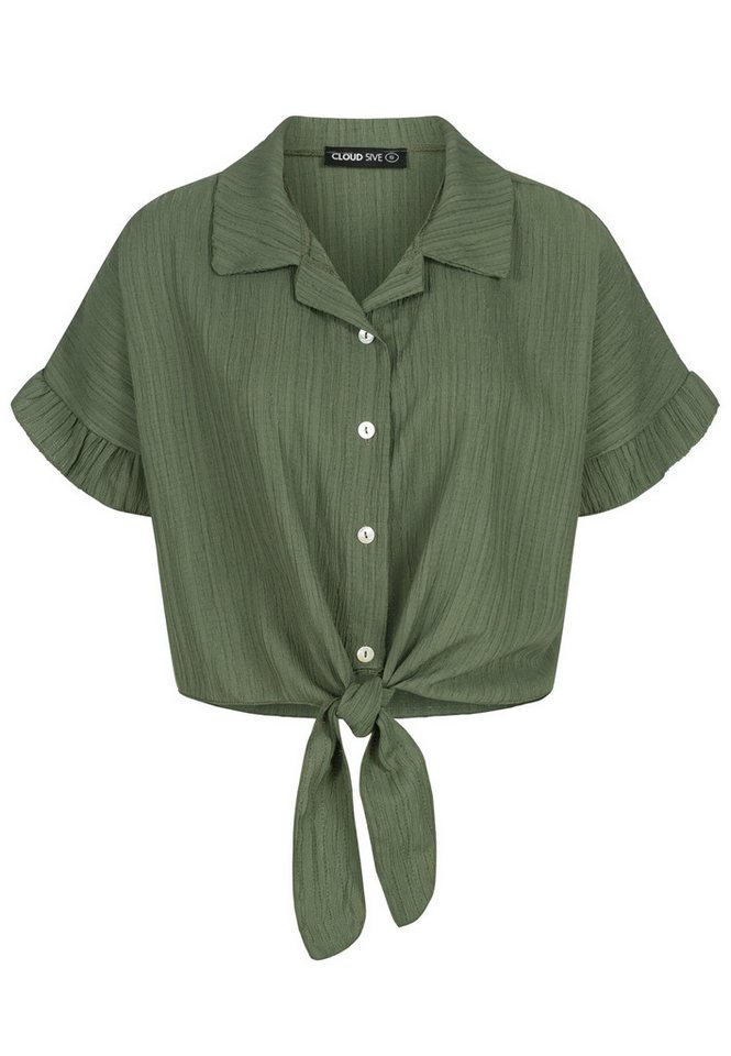 CLOUD 5IVE Klassische Bluse CLOUD 5IVE Crop Bluse mit Knopfleiste und Knoten von CLOUD 5IVE