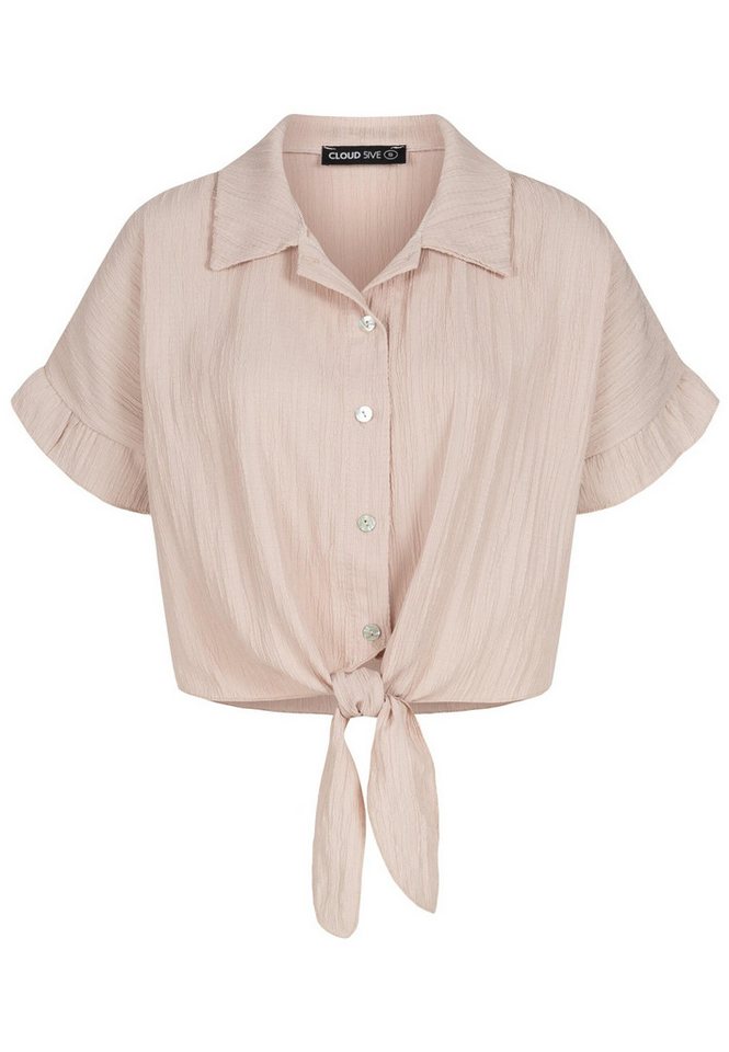 CLOUD 5IVE Klassische Bluse CLOUD 5IVE Crop Bluse mit Knopfleiste und Knoten von CLOUD 5IVE