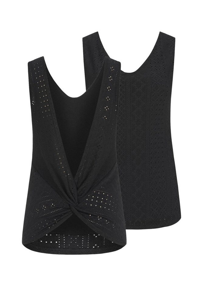 CLOUD 5IVE Klassische Bluse CLOUD 5IVE Top mit Lochmuster und hinten offen in Wickeloptik von CLOUD 5IVE