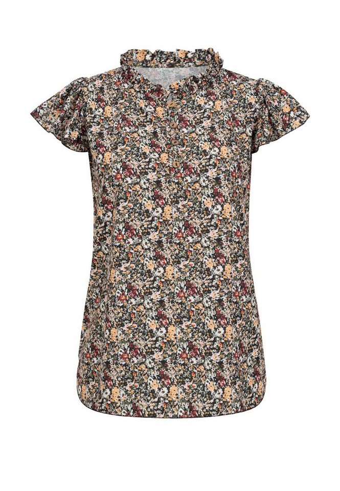 CLOUD 5IVE Langarmhemd CLOUD 5IVE Bluse mit 4er Knopfleiste und Blumen Print von CLOUD 5IVE