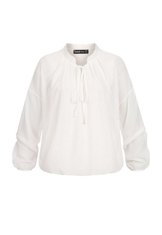 CLOUD 5IVE Langarmhemd CLOUD 5IVE Chiffon Bluse mit Stehkragen und Bindedetail von CLOUD 5IVE