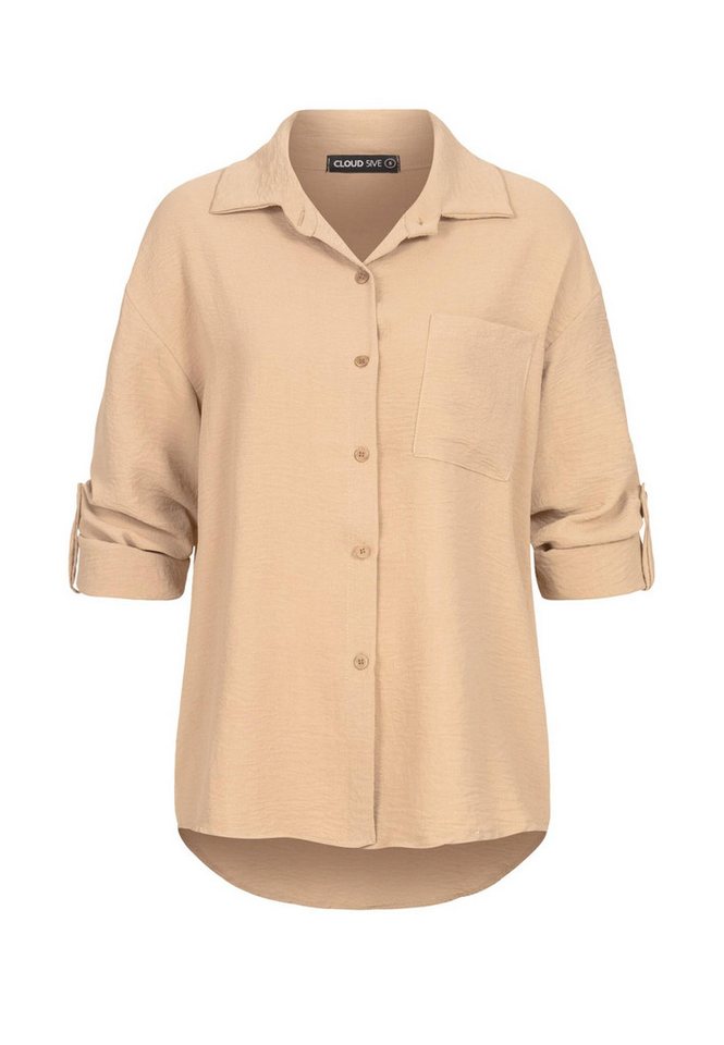 CLOUD 5IVE Langarmhemd CLOUD 5IVE Oversized Turn-Up Bluse mit Knopfleiste von CLOUD 5IVE