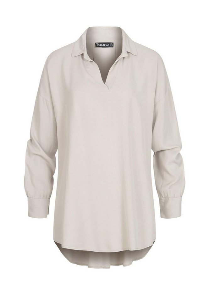 CLOUD 5IVE Langarmhemd CLOUD 5IVE Polo V-Neck Viskose Bluse Vokuhila von CLOUD 5IVE