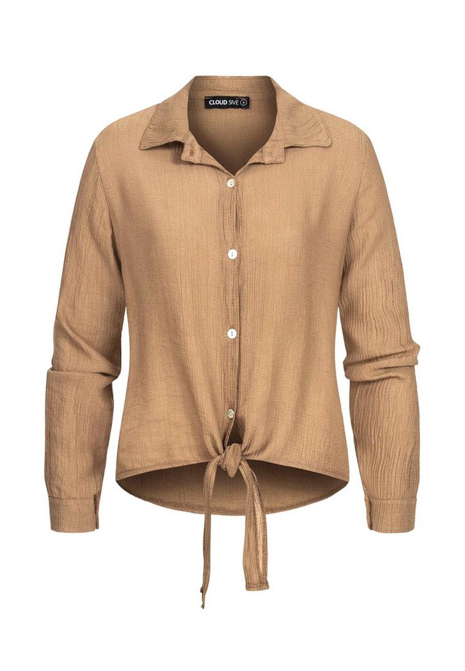 CLOUD 5IVE Langarmhemd CLOUD 5IVE Viskose Strukturbluse mit Bindedetail vorne von CLOUD 5IVE