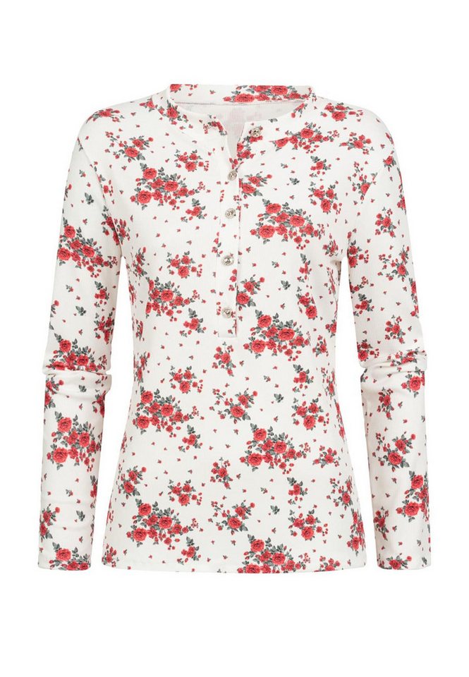 CLOUD 5IVE Longsleeve CLOUD 5IVE Bluse mit Knopfleiste und Blumen Print (1-tlg) von CLOUD 5IVE
