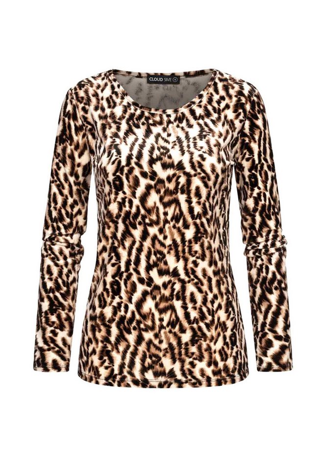 CLOUD 5IVE Longsleeve CLOUD 5IVE Langarm Samt Shirt Longsleeve mit Leo Print (1-tlg) von CLOUD 5IVE