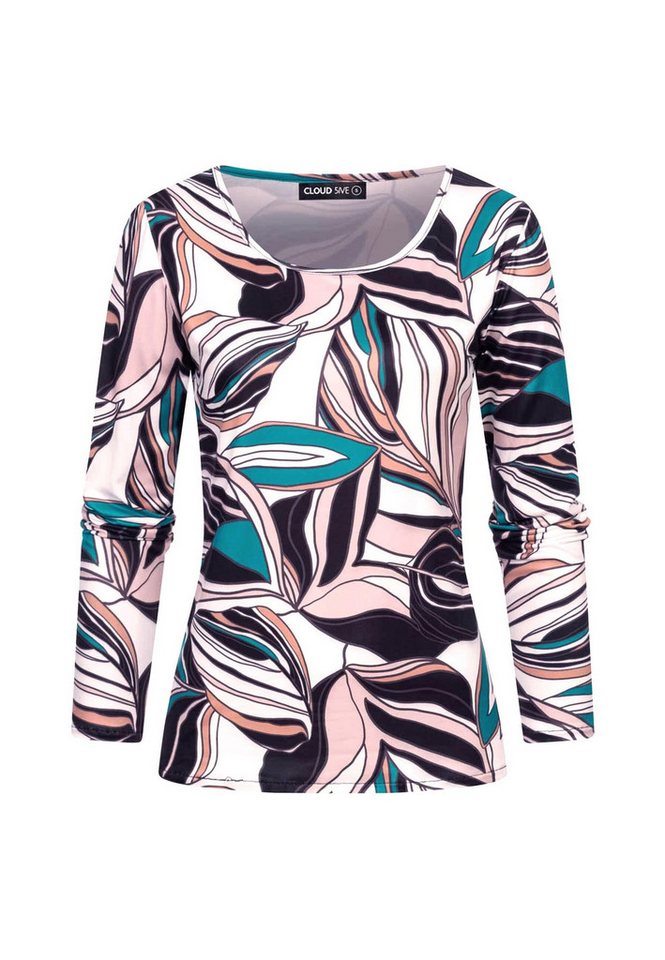 CLOUD 5IVE Longsleeve CLOUD 5IVE Langarm Top mit Blätter Print (1-tlg) von CLOUD 5IVE