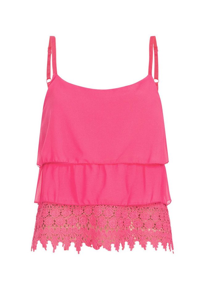 CLOUD 5IVE Muskelshirt CLOUD 5IVE Chiffon Stufen Top mit Spitze 3-lagig (1-tlg) von CLOUD 5IVE