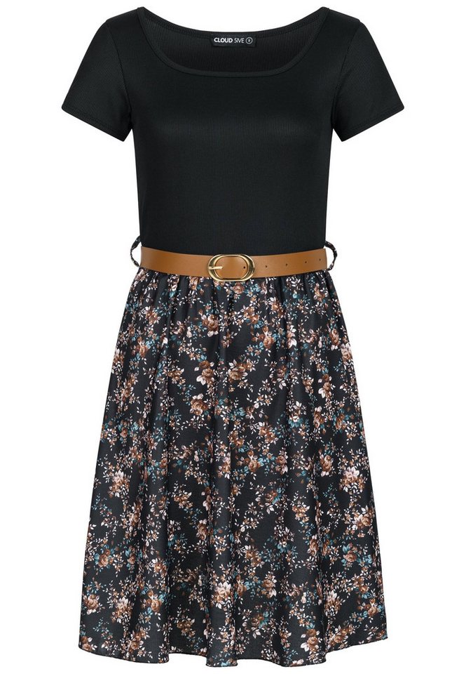 CLOUD 5IVE Shirtkleid CLOUD 5IVE 2-Tone Dress with Ditsy Print incl. a belt (1-tlg) von CLOUD 5IVE