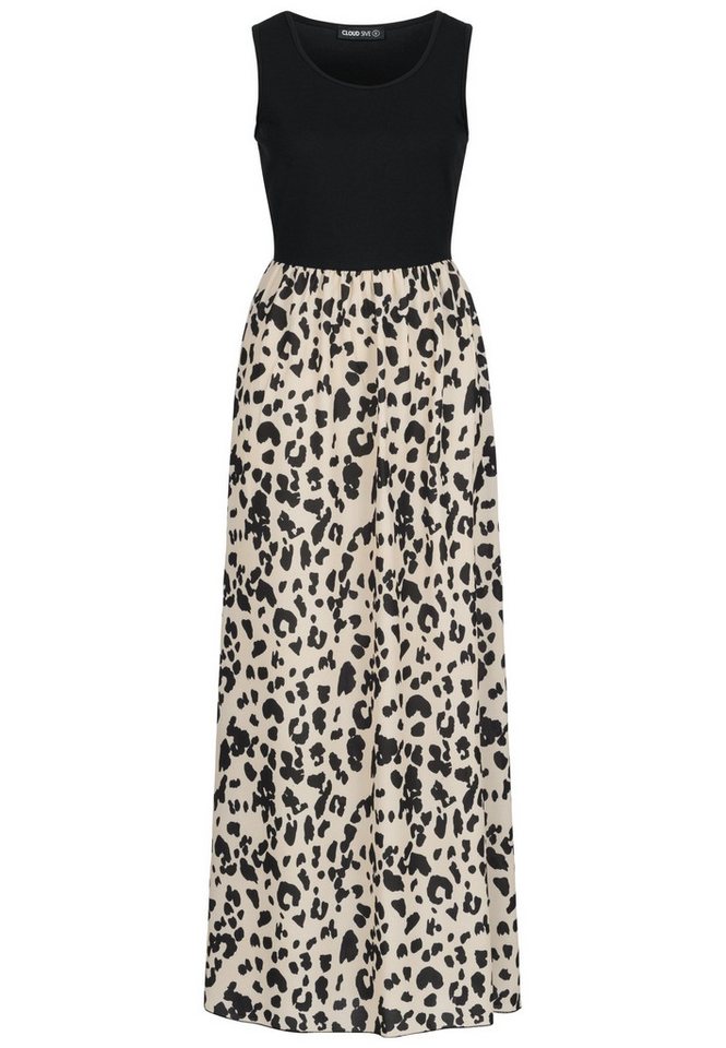 CLOUD 5IVE Shirtkleid CLOUD 5IVE 2-Tone Maxi-Dress Leo Print (1-tlg) von CLOUD 5IVE