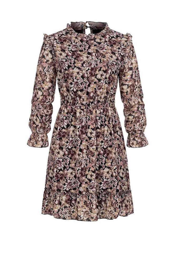 CLOUD 5IVE Shirtkleid CLOUD 5IVE Chiffon Kleid mit Stehkragen Rüschen & Blumen Print (1-tlg) von CLOUD 5IVE