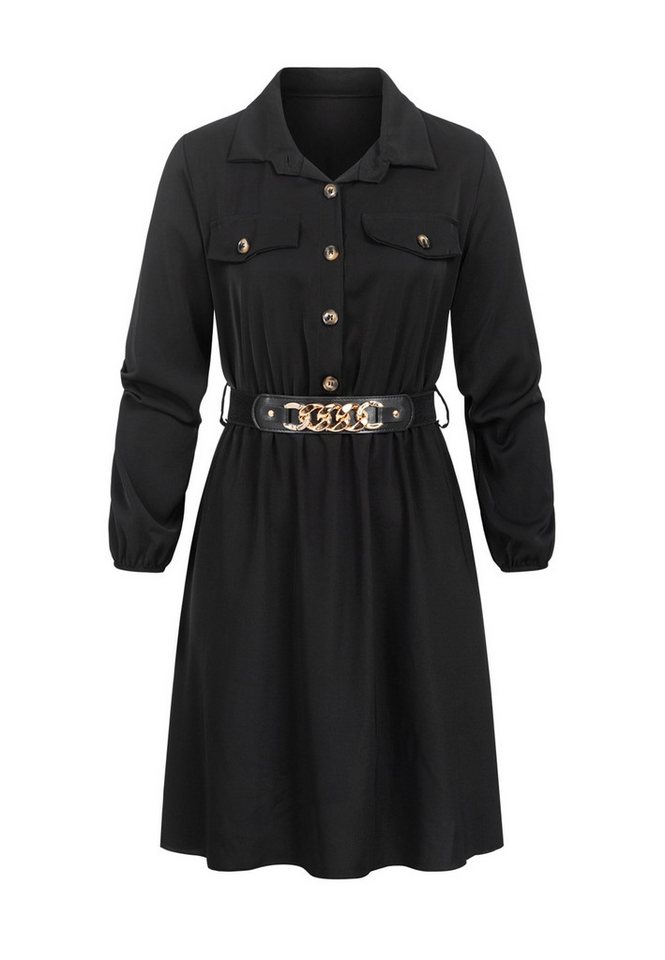 CLOUD 5IVE Shirtkleid CLOUD 5IVE Langarm Kleid mit Knopfleiste und elastischem Gürtel (1-tlg) von CLOUD 5IVE