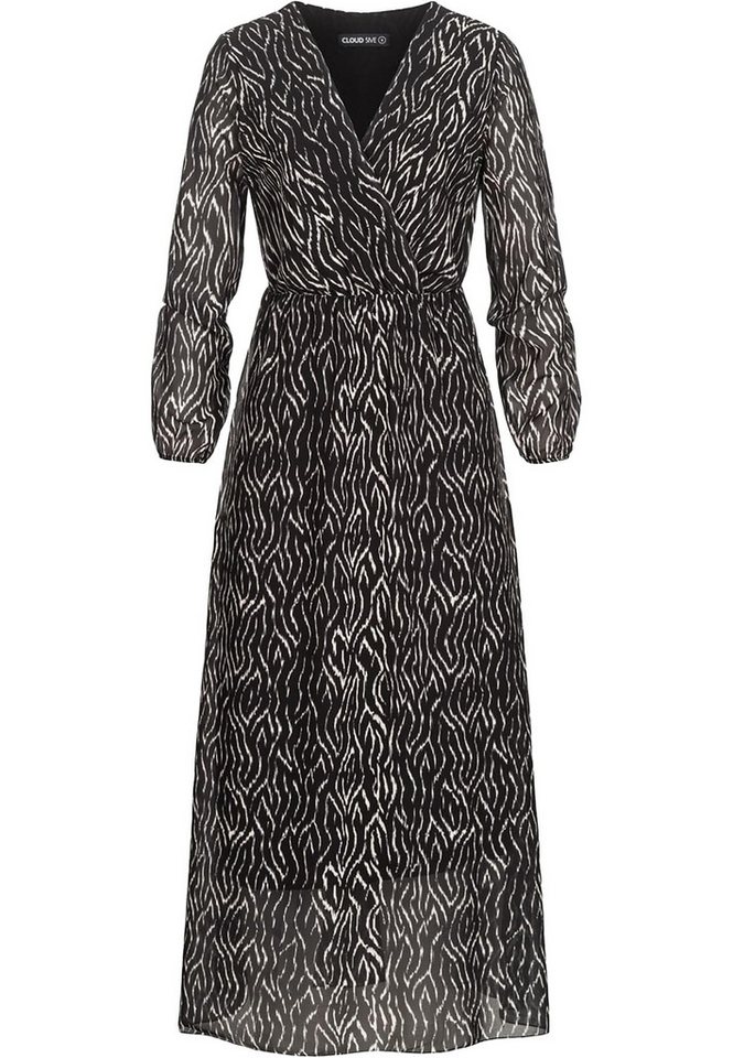 CLOUD 5IVE Shirtkleid CLOUD 5IVE Langed Chiffon Kleid V-Neck Viskoseeinsatz (1-tlg) von CLOUD 5IVE